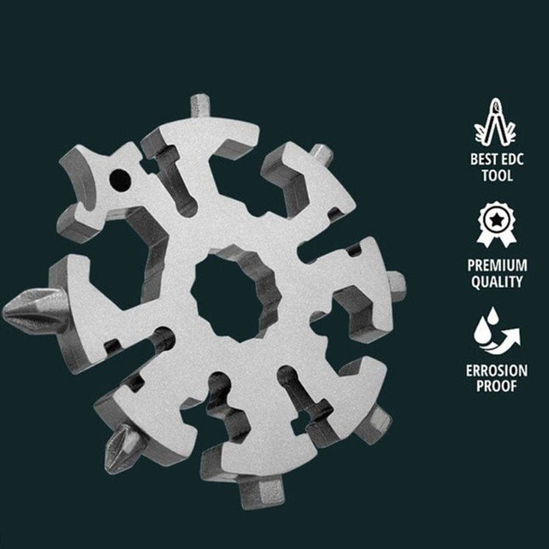 20-In-1 Multi-Tool Snowflake Multi-Tool Card Combination Compact Multifunction Screwdriver Stainless Steel Gadget