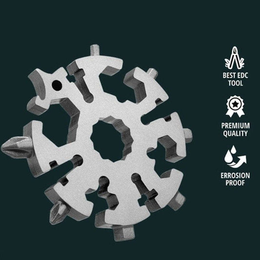 20-In-1 Multi-Tool Snowflake Multi-Tool Card Combination Compact Multifunction Screwdriver Stainless Steel Gadget