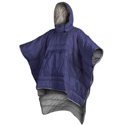 Unisex Travel Portable Waterproof Winter Ponchos Warm Camping Sleeping Bag Cloak Sleeping Bag NAVY BLUE