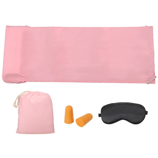 Uxcell 82.6x47 inch Sleeping Bag Liner Travel Hotel Camping Sleep Sheet Sack Set for Backpacking Pink