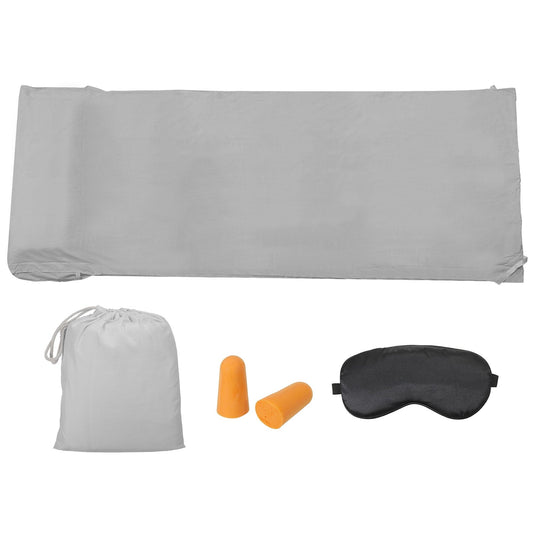 Uxcell 82.6x71 inch Sleeping Bag Liner Travel Hotel Camping Sleep Sheet Sack Set for Backpacking Light Gray