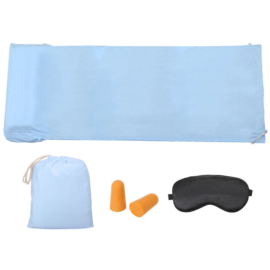 Uxcell 82.6x71 inch Sleeping Bag Liner Travel Hotel Camping Sleep Sheet Sack Set for Backpacking Pacific Blue
