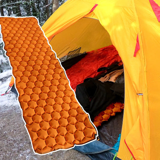 Zougou Sleeping Pad For Camping - Ultralight Sleeping Mat For Camping, Backpacking, Hiking - Lightweight, Inflatable & Compact Camping Atmosphere Mattress Orange Free Size