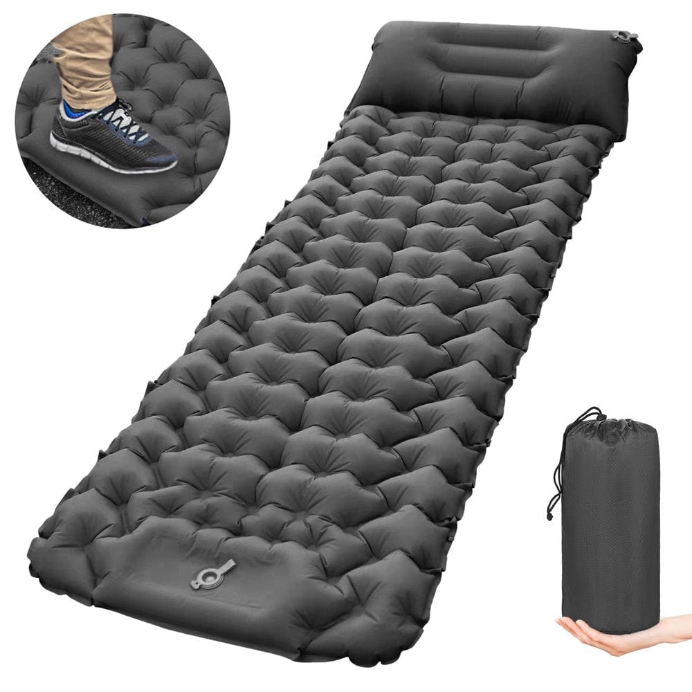 Abody Camping Sleeping Pad with Pillow Built-In Pump Ultralight Inflatable Sleeping Mat Waterproof Camping Air Mattress for Backpacking Hiking Tent Traveling, Green, 196*69*8Cm