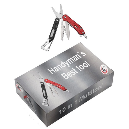 Ascent Handyman DIY Gift Tool 10 in 1 Pocket Size Multitool Gift Boxed, Handy Key Ring Holder Bottle Opener Saw for Camping Fishing Hiking Hunting - Gift Idea for Father, Men, Boyfriend, Women