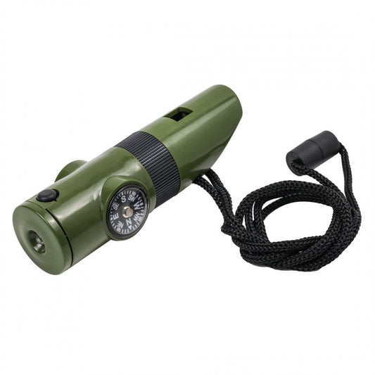 Asr Outdoor Survival Multi Tool Whistle Compass LED Flashlight 7 in 1 Safety Navigation
