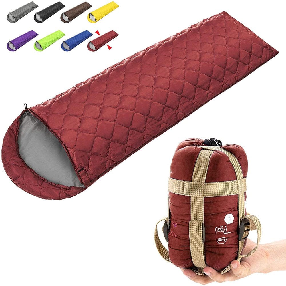 Backpacking Sleeping Bag – Lightweight Warm Sleeping Bags for Adults, Kids & Couples – Ideal for Hiking, Camping & Outdoor Adventures – for 3 Seasons, Wine Red