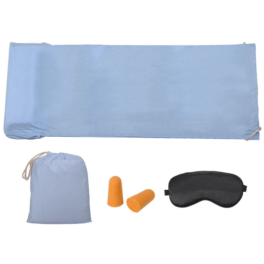 Uxcell 82.6x47 inch Sleeping Bag Liner Travel Hotel Camping Sleep Sheet Sack Set for Backpacking Blue