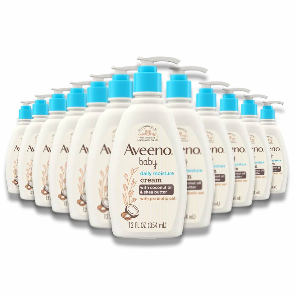 Aveeno - Baby Daily Moisturizing Cream with Prebiotic Oat & Shea Butter, Gentle Coconut Scent - 12 Oz - 12 Pack